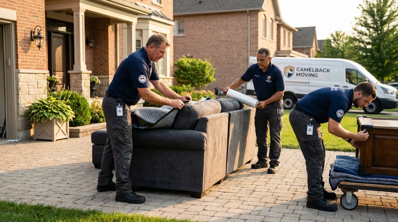 Large estate moving crew wrapping furniture in Ephrata, PA