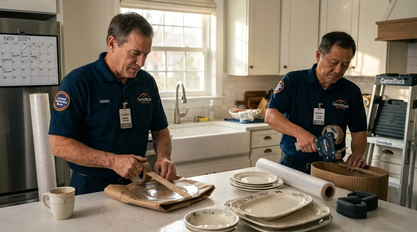 Professional crew packing kitchen dishware in Ephrata, PA